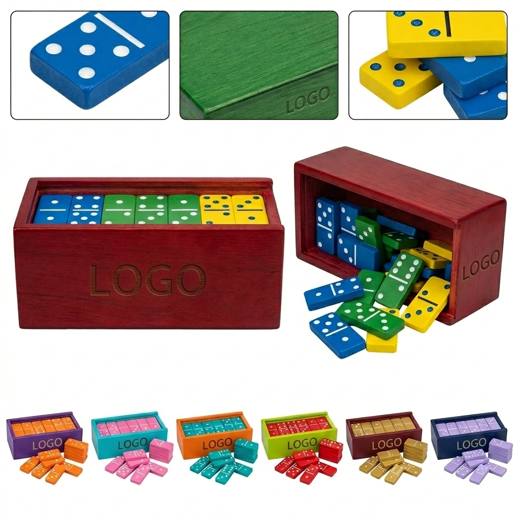 Personalized Wooden Dominoes Box Set - Customizable Size & Engraving