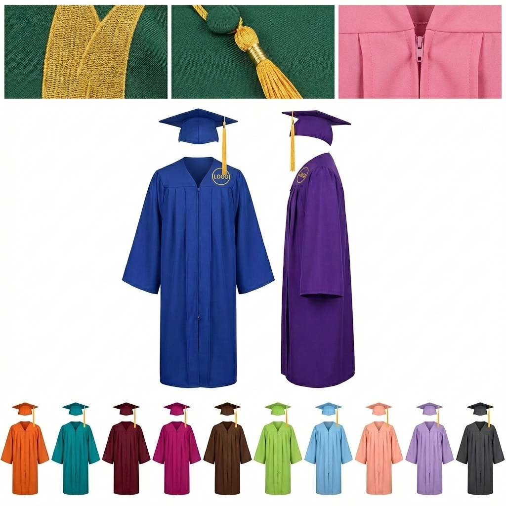 2025 Graduation Gown & Cap Set with Tassel and Year Charm